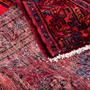 Zanjan Persian Rug 6x3 ft - Semi Antique Medallion (Toranj), Geometric Madder Red, Crimson, Navy Blue Hand Knotted | corner detail | SKU 112185