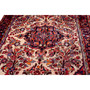 Borchelu Persian Rug 9x4 ft - Semi Antique Shah Abbasi, Medallion (Toranj) Ivory, Madder Red, Navy Blue Hand Knotted | back view | SKU 112186