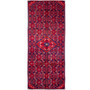 Hosseinabad Persian Rug 9x3 ft - Semi Antique Medallion Crimson, Ivory Hand Knotted | front view | SKU 112188