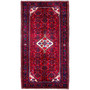 Malayer Persian Rug 9'10" x 5'3" - Semi Antique Medallion Red, Blue Hand Knotted | front view | SKU 112190