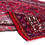 Songhor Persian Rug 9x3 ft - Semi Antique Medallion Toranj, Herati Mahi Madder Red, Burgundy, Navy Blue Hand Knotted | detail view | SKU 112192
