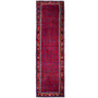Hamadan Persian Rug 12'6" x 3'3" - Semi Antique Afshan Red, Blue Hand Knotted | front view | SKU 112194