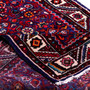 Hamadan Persian Rug 10x3 ft - Semi Antique Afshan Red, Blue Hand Knotted | corner detail | SKU 112195