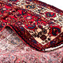 Hamadan Persian Rug 10x3 ft - Semi Antique Afshan Red, Blue Hand Knotted | corner detail | SKU 112196