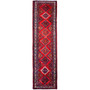 Hamadan Persian Rug 13x3 ft - Semi Antique Afshan Red, Blue Hand Knotted | front view | SKU 112197