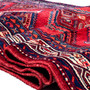 Hamadan Persian Rug 13'3" x 3'5" - Semi Antique Afshan Red, Blue Hand Knotted | detail view | SKU 112197