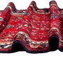 Hamadan Persian Rug 13'7" x 3'5" - Semi Antique Afshan Red, Blue Hand Knotted | detail view | SKU 112199