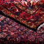 Hamadan Persian Rug 10x3 ft - Semi Antique Afshan Red, Blue Hand Knotted | corner detail | SKU 112200