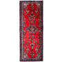 Hamadan Persian Rug 10'2" x 3'7" - Semi Antique Afshan Red, Blue Hand Knotted | front view | SKU 112201
