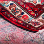 Hamadan Persian Rug 11'4" x 3'6" - Semi Antique Afshan Red, Blue Hand Knotted | corner detail | SKU 112204