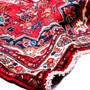 Hamadan Persian Rug 11'4" x 3'6" - Semi Antique Afshan Red, Blue Hand Knotted | detail view | SKU 112204