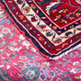 Hamadan Persian Rug 9x3 ft - Semi Antique Afshan Red, Blue Hand Knotted | corner detail | SKU 112205