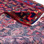 Hamadan Persian Rug 10x4 ft - Semi Antique Afshan Red, Blue Hand Knotted | corner detail | SKU 112207
