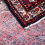 Hamadan Persian Rug 11x3 ft - Semi Antique Medallion (Toranj), Herati (Mahi) Madder Red, Cream, Navy Blue Hand Knotted | corner detail | SKU 112209