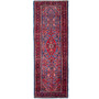 Hamadan Persian Rug 10'4" x 3'5" - Semi Antique Afshan Red, Blue Hand Knotted | front view | SKU 112210