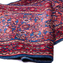 Hamadan Persian Rug 10'4" x 3'5" - Semi Antique Afshan Red, Blue Hand Knotted | detail view | SKU 112210
