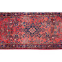Hamadan Persian Rug 10'4" x 3'5" - Semi Antique Afshan Red, Blue Hand Knotted | back view | SKU 122211