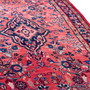 Hamadan Persian Rug 10'4" x 3'5" - Semi Antique Afshan Red, Blue Hand Knotted | corner detail | SKU 112211