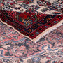 Hamadan Persian Rug 16'3" x 8'8" - Semi Antique Afshan Red, Blue Hand Knotted | corner detail | SKU 112215