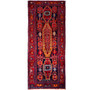 Songhor Persian Rug 11'8" x 4'8" - Semi Antique Geometric Red, Blue Hand Knotted | front view | SKU 112216