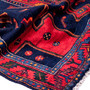 Bijar Persian Rug 9x4 ft - Semi Antique Medallion (Toranj), Geometric Navy Blue, Madder Red, Crimson Hand Knotted | detail view | SKU 112220