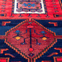 Bijar Persian Rug 9'3" x 4'11" - Semi Antique Medallion Crimson, Navy Blue Hand Knotted | side view | SKU 112220