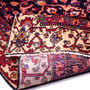 Arak Persian Rug 9x3 ft - Semi Antique Herati (Mahi), Medallion (Toranj) Dark Red, Navy Blue, Crimson Hand Knotted | corner detail | SKU 112224