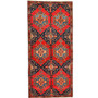 Ardabil Persian Rug 10'9" x 4'11" - Semi Antique Geometric, Diamond Lattice Red, Navy Blue, Turquoise Hand Knotted | front view | SKU 110030