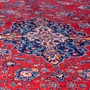 Sarouk Persian Rug 11'12" x 8'2" - Semi Antique Medallion Red, Blue Hand Knotted | back view | SKU 112226