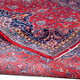 Sarouk Persian Rug 11x8 ft - Semi Antique Medallion Red, Blue Hand Knotted | detail view | SKU 112226