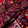 Bakhtiari Persian Rug 10x6 ft - Semi Antique Medallion Blue, Crimson Hand Knotted | detail view | SKU 112228