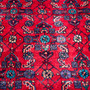 Hamadan Persian Rug 11x3 ft - Semi Antique Herati (Mahi), Afshan (All-Over) Madder Red, Navy Blue, Cream Hand Knotted | side view | SKU 112231