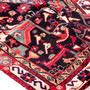 Nahavand Persian Rug 9'7" x 4'11" - Semi Antique Medallion Navy Blue, Red Hand Knotted | corner detail | SKU 112236