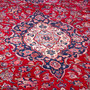 Kashan Persian Rug 12'10" x 8'10" - Semi Antique Medallion Crimson, Navy Blue Hand Knotted | side view | SKU 112245