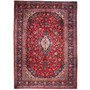 Kashan Persian Rug 12'10" x 8'10" - Semi Antique Medallion Crimson, Navy Blue Hand Knotted | front view | SKU 112245
