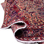 Tabriz Persian Rug 9x6 ft - Semi Antique Medallion (Toranj), Shah Abbasi Madder Red, Cream, Navy Blue Hand Knotted | corner detail | SKU 112246