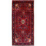 Bijar Persian Rug 10'10" x 5'1" - Semi Antique Medallion Crimson, Navy Blue Hand Knotted | front view | SKU 112249