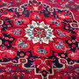 Bijar Persian Rug 10'10" x 5'1" - Semi Antique Medallion Crimson, Navy Blue Hand Knotted | side view | SKU 112249