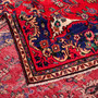 Hamadan Persian Rug 8'6" x 5'11" - Semi Antique Afshan Red, Blue Hand Knotted | pile detail | SKU 112257
