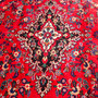 Hamadan Persian Rug 8x5 ft - Semi Antique Afshan Red, Blue Hand Knotted | back view | SKU 112257