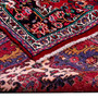 Hamadan Persian Rug 10'4" x 7'1" - Semi Antique Afshan Red, Blue Hand Knotted | corner detail | SKU 112258