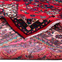 Hamadan Persian Rug 9x7 ft - Semi Antique Medallion (Toranj), Herati (Mahi) Madder Red, Ivory, Navy Blue Hand Knotted | corner detail | SKU 112259