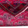 Quchan Persian Rug 9'2" x 4'11" - Semi Antique Medallion Red, Blue Hand Knotted | corner detail | SKU 112264