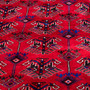 Quchan Persian Rug 9x4 ft - Semi Antique Geometric, Turkmen Gul Madder Red, Navy Blue, Ivory Hand Knotted | back view | SKU 112264