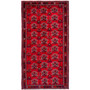 Quchan Persian Rug 9'8" x 4'11" - Semi Antique Medallion Red, Blue Hand Knotted | front view | SKU 112265
