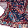 Hamadan Persian Rug 9x4 ft - Semi Antique Medallion Toranj, Herati Mahi Navy Blue, Madder Red, Cream Hand Knotted | detail view | SKU 112268