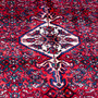 Hamadan Persian Rug 10'12" x 7'3" - Semi Antique Afshan Red, Blue Hand Knotted | side view | SKU 112273