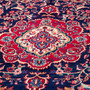 Hamadan Persian Rug 10'11" x 7'1" - Semi Antique Afshan Red, Blue Hand Knotted | back view | SKU 112274