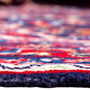 Hamadan Persian Rug 9'10" x 6'11" - Semi Antique Afshan Red, Blue Hand Knotted | side view | SKU 112277