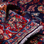 Hamadan Persian Rug 9x6 ft - Semi Antique Afshan Red, Blue Hand Knotted | detail view | SKU 112277